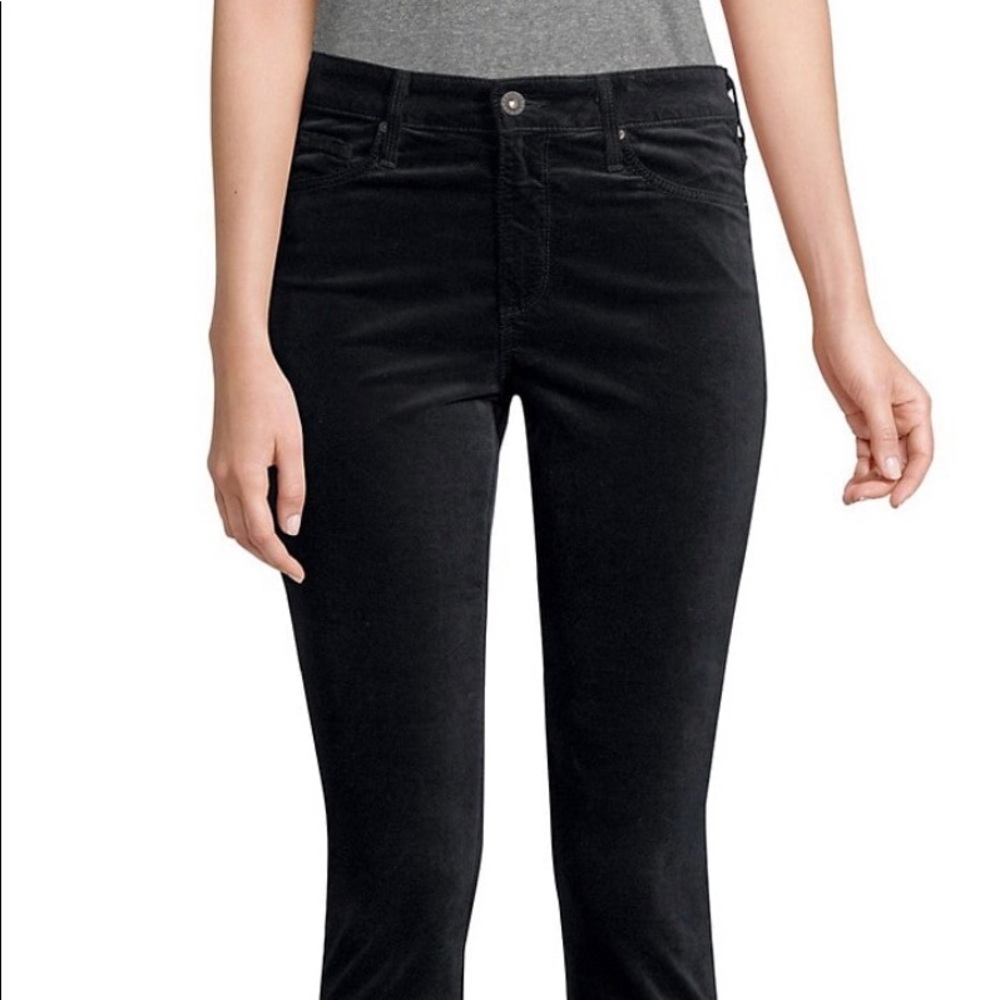 AG Farrah High Waist Black Velvet Jeans Size 29